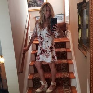 WHBM Cold Shoulder Tassle Belted Dress